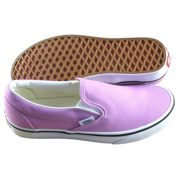 Vans Women's Classic Slip On Orchid Purple True White Canvas Shoes Sizes NIB - Picture 2 of 7